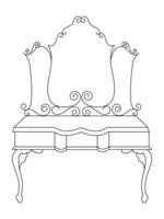 pansement table et autre meubles. pansement pièce dans contour style. intérieur pièce avec miroir vanité maquillage et accessoires. vecteur illustration.