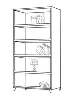 sûr Almirah vecteur illustration, étagères avec livres, étagère à livres arrière-plan, vitrine contour des illustrations et vecteurs