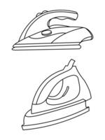 le fer icône ensemble de lissage le fer vecteur Icônes. sec et vapeur le fer vecteur icône ensemble. le fer plat ligne Icônes ensemble. plat le fer signe illustration.