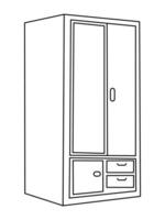 sûr Almirah vecteur illustration, étagères avec livres, étagère à livres arrière-plan, vitrine contour des illustrations et vecteurs