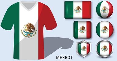 Mexique drapeau collection, Football maillots de Mexique vecteur