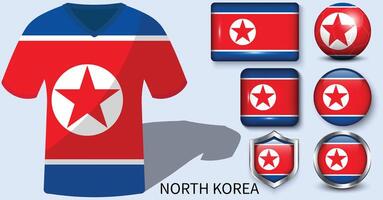 Nord Corée drapeau collection, Football maillots de Nord Corée vecteur
