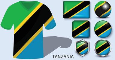 Tanzanie drapeau collection, Football maillots de Tanzanie vecteur