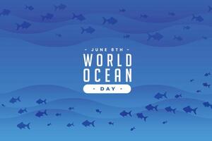 magnifique monde océan journée Contexte avec Profond bleu mer et aquatique la vie vecteur