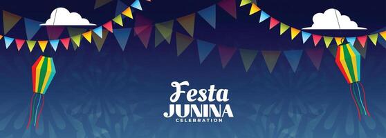 de bonne humeur festa Junina bleu Festival bannière conception vecteur