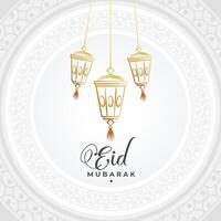 eid al-adha de fête fête blanc Contexte avec d'or lampe vecteur