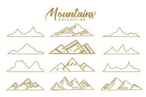 pack de d'or Montagne silhouette Contexte pour faune aventure vecteur