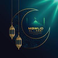 magnifique mawlid Al nabi vœux salutation conception vecteur