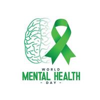 10e octobre monde mental santé journée affiche avec Humain cerveau conception vecteur