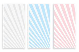 pastel couleurs des rayons lignes bannière ensemble de Trois vecteur