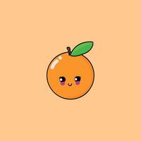 mignonne Orange fruit mascotte dessin vecteur