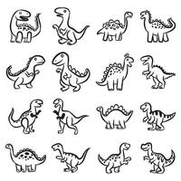 main dessiner dinosaures ensemble griffonnage vecteur illustration