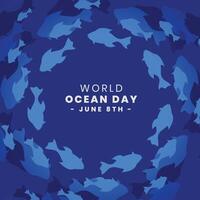 monde océan journée un événement Contexte avec aquatique poisson tourbillon concept vecteur