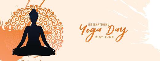 célébrer 21e juin international yoga journée grungy bannière conception vecteur