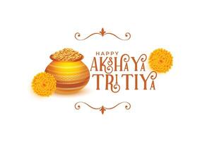 content akshaya tritiya Contexte avec Kalash et d'or pièces de monnaie vecteur