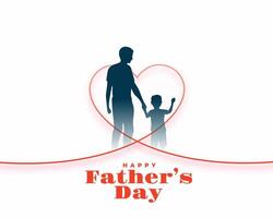 ligne style du père journée l'amour cœur Contexte avec papa et fils silhouette vecteur