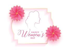 charmant content aux femmes journée vœux carte avec floral décor vecteur