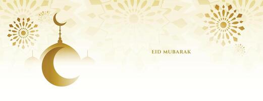 agréable eid Festival vœux bannière avec lune et mosquée conception vecteur