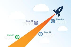 affaires infographie Succès modèle avec fusée et nuage conception vecteur