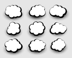 ensemble de duveteux des nuages icône dans bande dessinée style vecteur