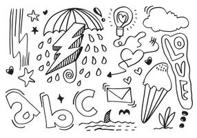 doodle mignon dessiné à la main sur fond blanc. doodle design elements.doodle kids pour la décoration et la page de coloriage. vecteur