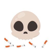 monde non le tabac jour, crâne avec cigarettes. vecteur illustration sur blanc Contexte.