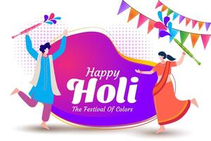 gens célébrer coloré content Holi hindou Festival Contexte salutation vecteur