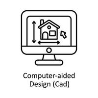 ordinateur aidé conception vecteur contour icône conception illustration. fabrication unités symbole sur blanc Contexte eps dix fichier