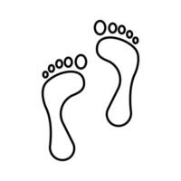 pied impression icône. Facile contour style. nu pied imprimer, pieds, Humain pas, empreinte concept. mince ligne symbole. vecteur illustration isolé.