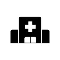 hôpital bâtiment icône. Facile solide style. clinique centre, santé se soucier, médical concept. noir silhouette, glyphe symbole. vecteur illustration isolé.