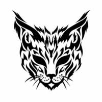 vecteur graphique illustration de tribal art visage chat dans noir