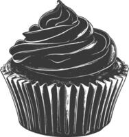 ai généré silhouette muffin gâteau nourriture noir Couleur seulement vecteur