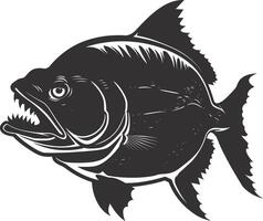 ai généré silhouette piranha poisson animal noir Couleur seulement plein corps vecteur