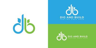lettre initiale abstraite d et b logo en bleu et vert isolé sur fond blanc appliqué pour le logo de l'usine d'énergie biogaz convient également aux marques ou entreprises qui ont le nom initial db ou bd vecteur