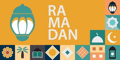 Ramadan kareem, islamique salutation carte modèle avec Ramadan pour fond d'écran conception, affiche, médias bannière. vecteur