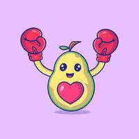 mignonne Avocat en portant boxe gants personnage vecteur icône illustration