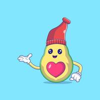 mignonne Avocat portant hiver chapeau mascotte personnage vecteur icône illustration