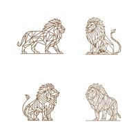 ensemble de géométrique Lion vecteur illustration minimal linéaire style