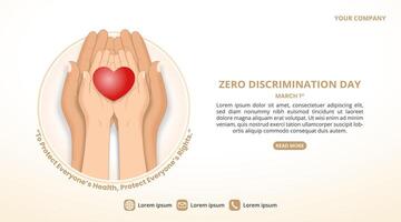 zéro la discrimination journée Contexte avec mains en portant l'amour vecteur