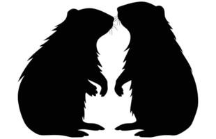 marmotte couple silhouette conception, marmotte couple noir vecteur conception ,