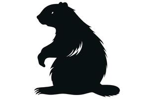 marmotte en pensant silhouette conception, marmotte en pensant noir vecteur conception ,