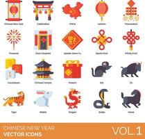 chinois Nouveau année vecteur icône ensemble
