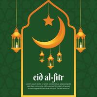 eid Al fitr salutation carte avec islamique décoration vecteur
