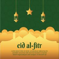 eid Al fitr salutation carte avec islamique décoration vecteur