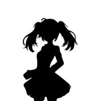 silhouette fille dans anime style vecteur illustration gratuit