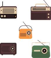 collection de vieux radio stéréo. ancien conception et formes. vecteur illustration