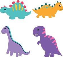 adorable dinosaures illustration. plat dessin animé personnage collection. vecteur