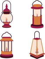 collection de camping lanterne lampe illustration. classique conception style. isolé vecteur