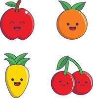 kawaii fruit mascotte avec mignonne dessin animé personnage. vecteur illustration