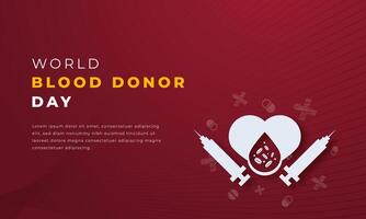 monde du sang donneur journée papier Couper style vecteur conception illustration pour arrière-plan, affiche, bannière, publicité, salutation carte